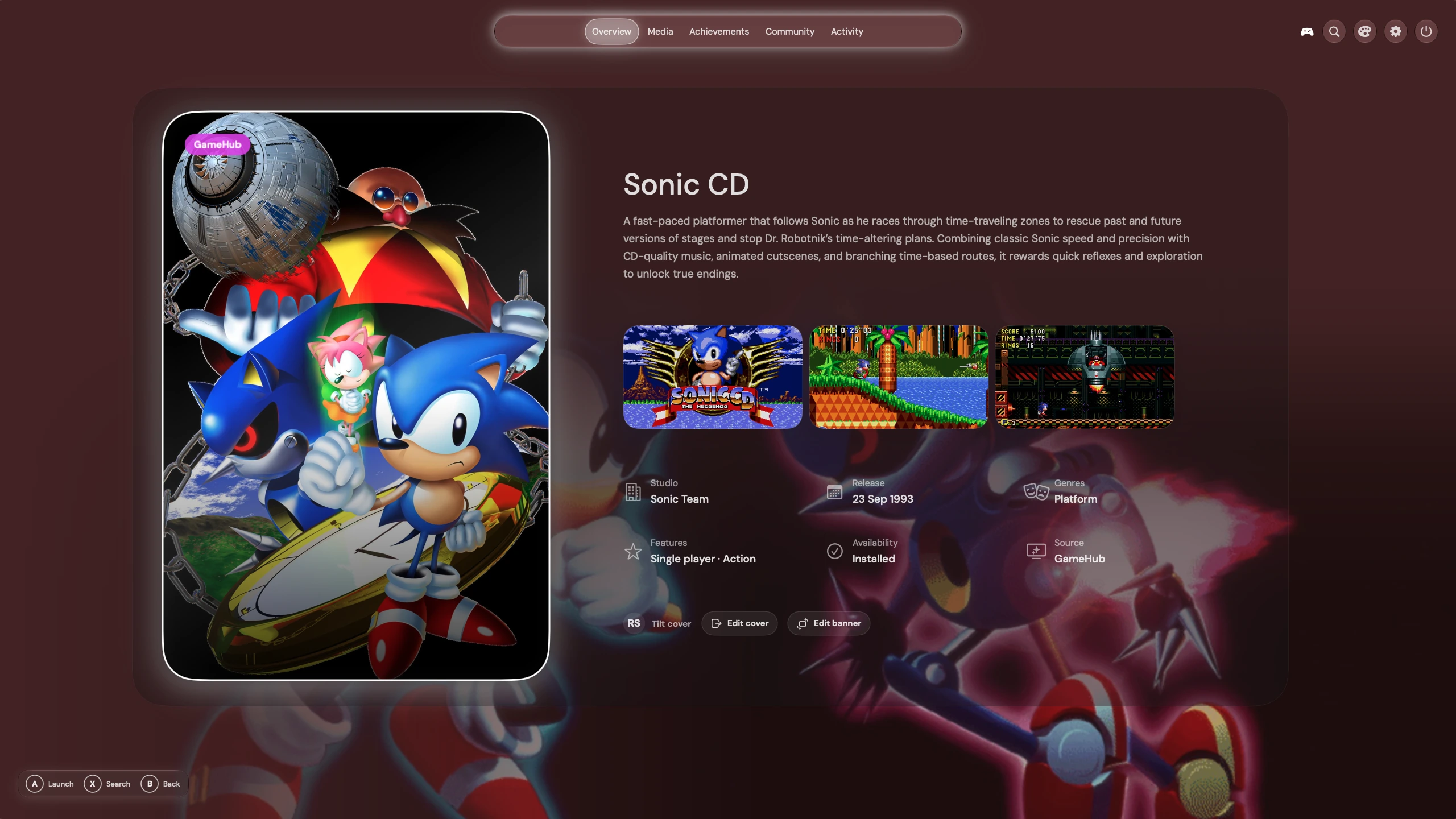 Actual Sonic CD game overview in Platformer