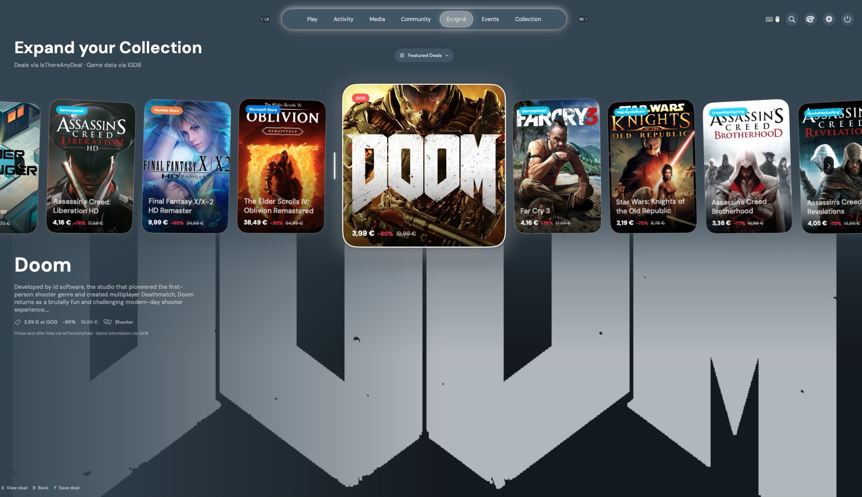 Actual Platformer Expand interface displaying game offers and store information
