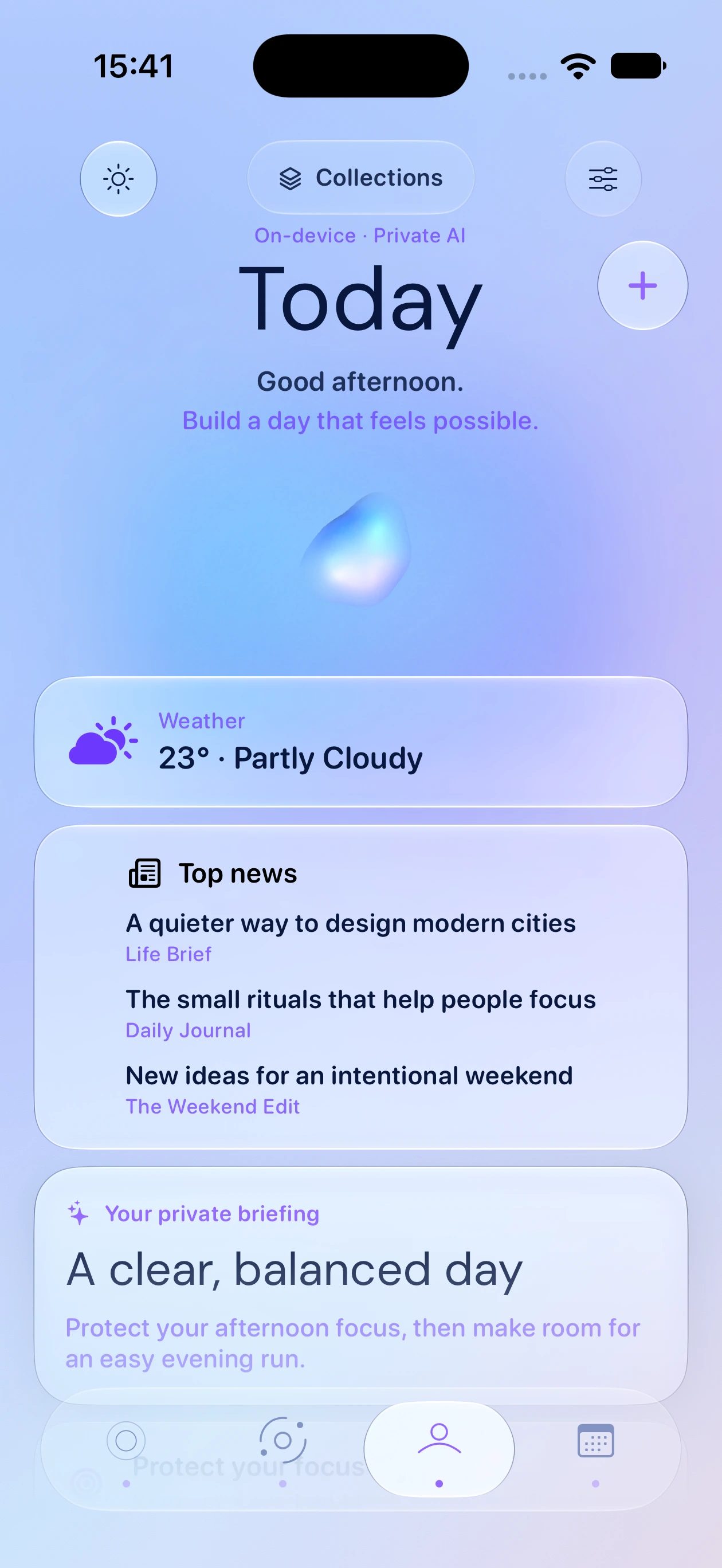 Your Pulse Today — Overview interface from the current iPhone Air simulator build